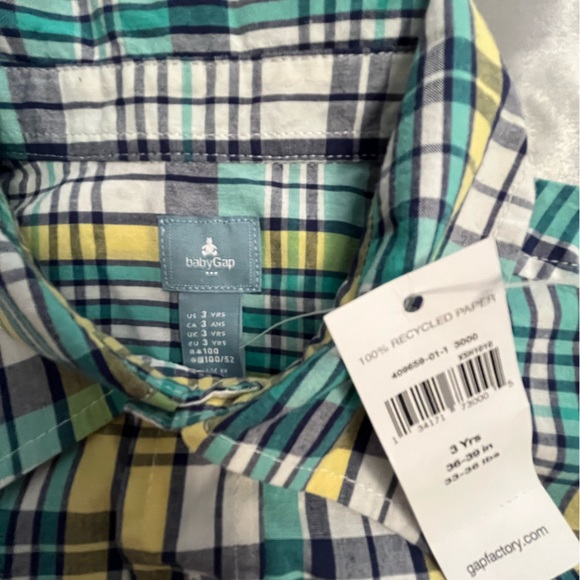 Gap factory long roll tab sleeve boys button up shirt - Picture 2 of 2